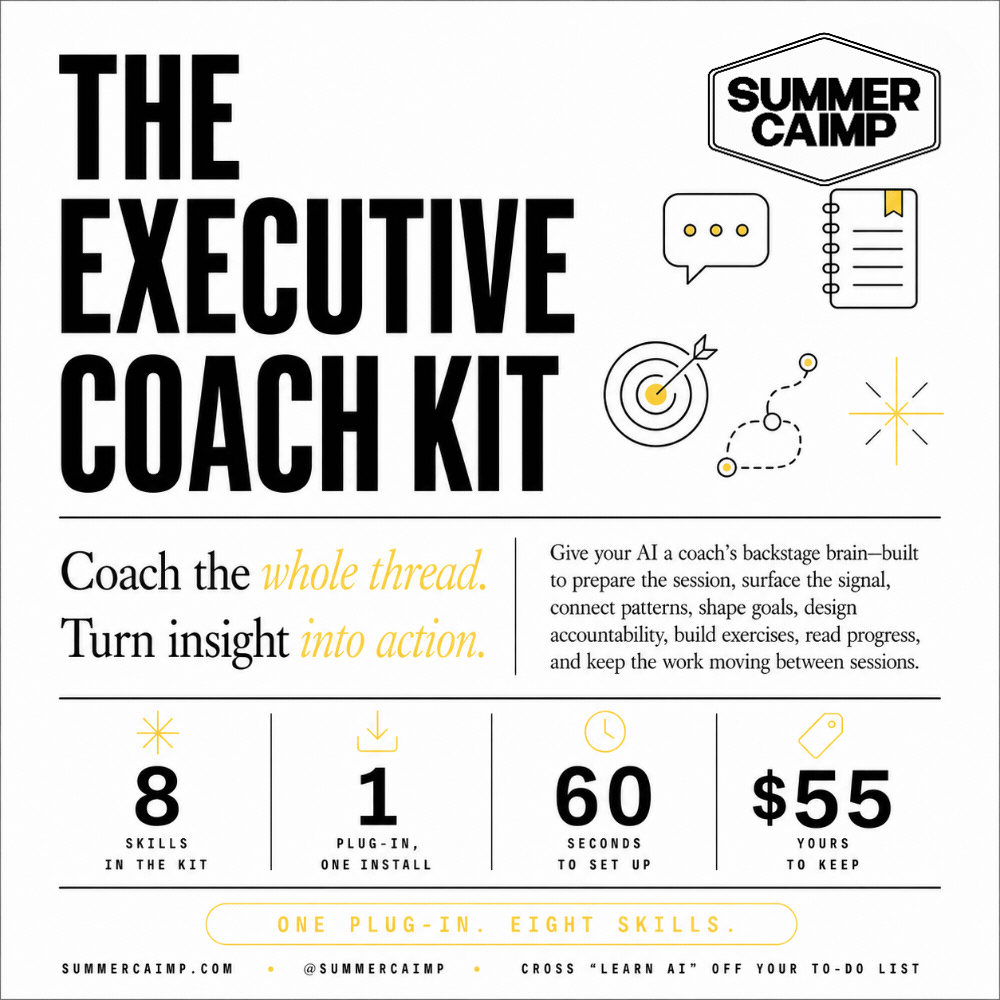 The Executive Coach Kit — Coach the whole life — a backstage brain for sessions, notes and follow-through.